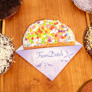 Giant Stroopwafel – White Rainbow Sprinkle